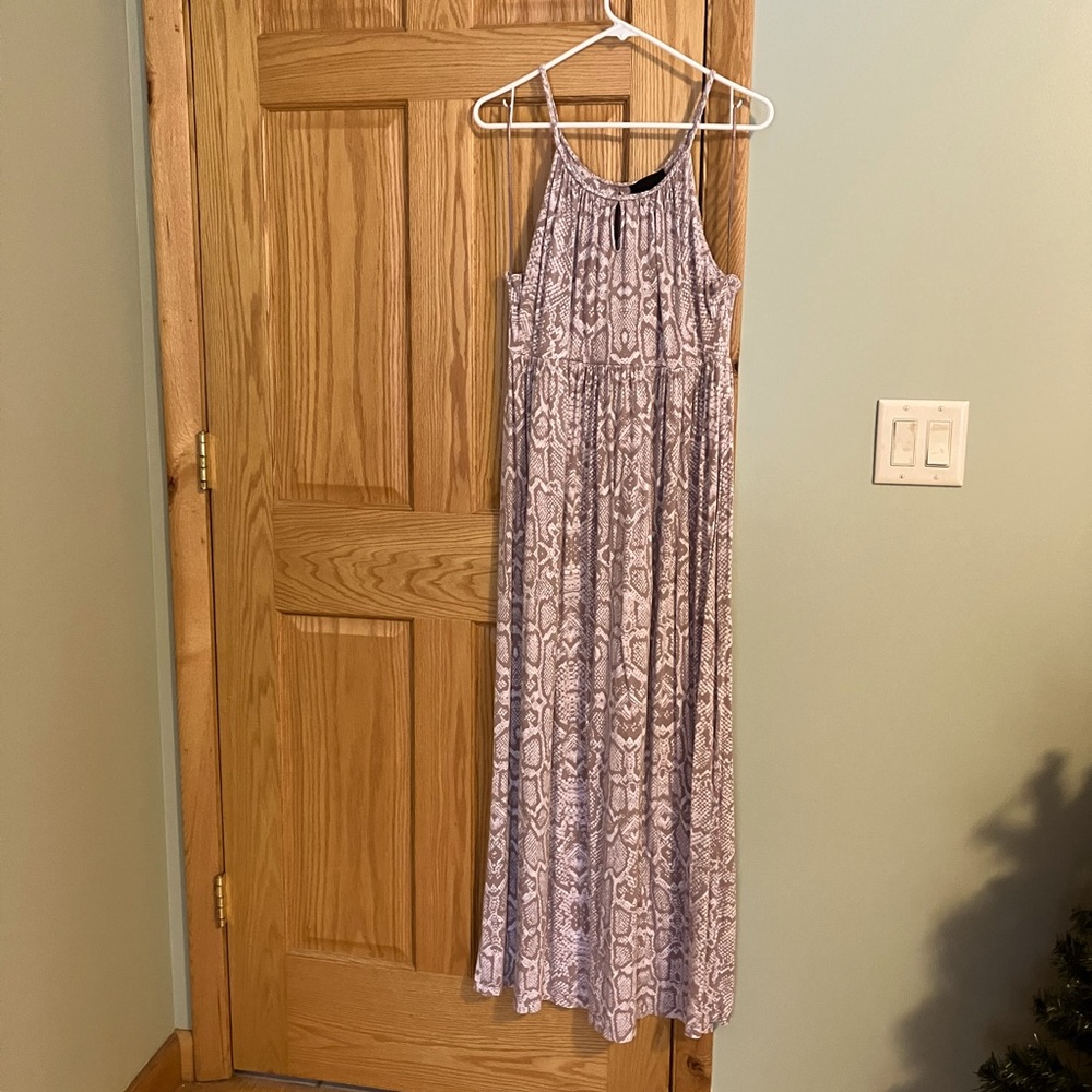Elegant Snake Print Maxi Dress